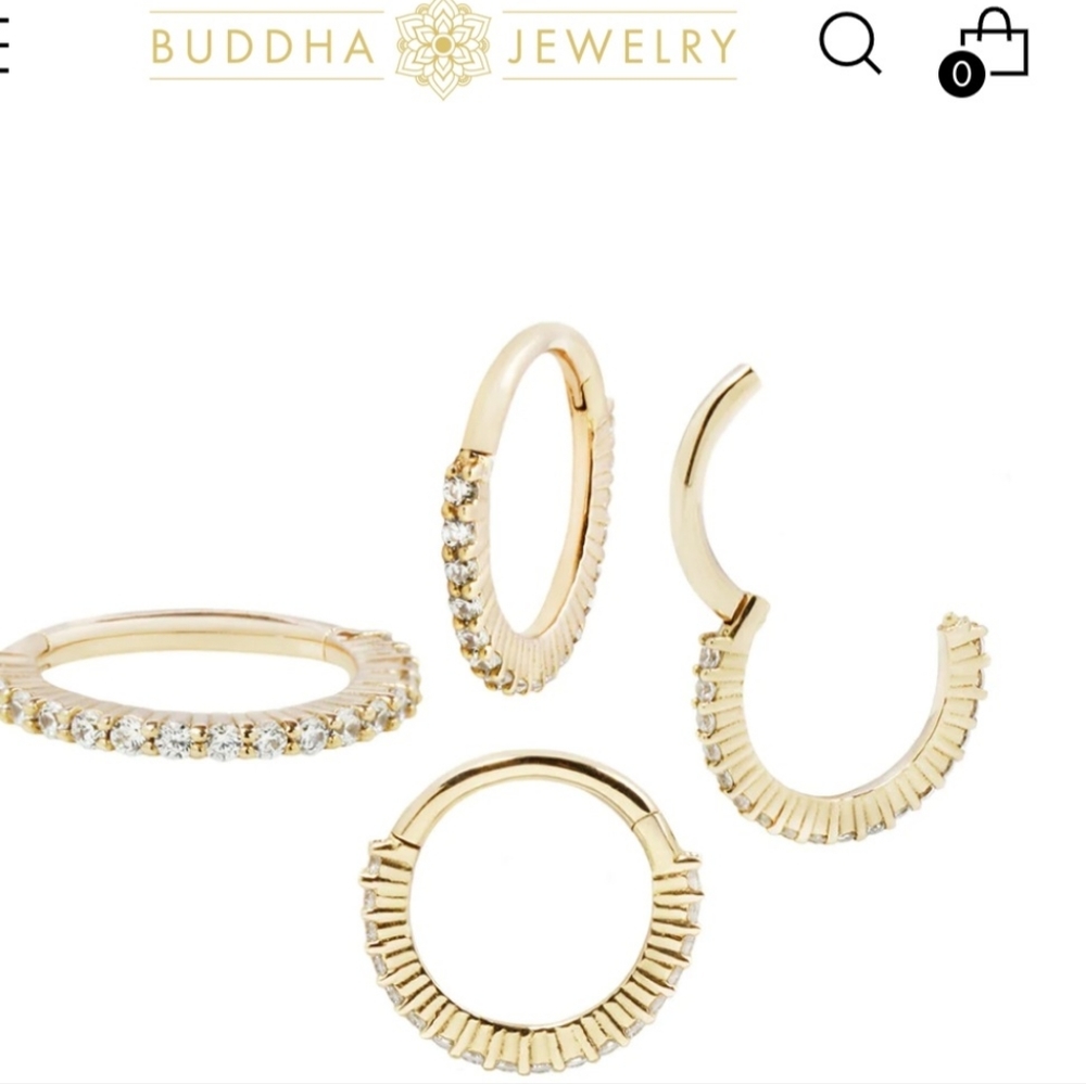 Buddha jewelry Radiant 16g yellow gold clicker